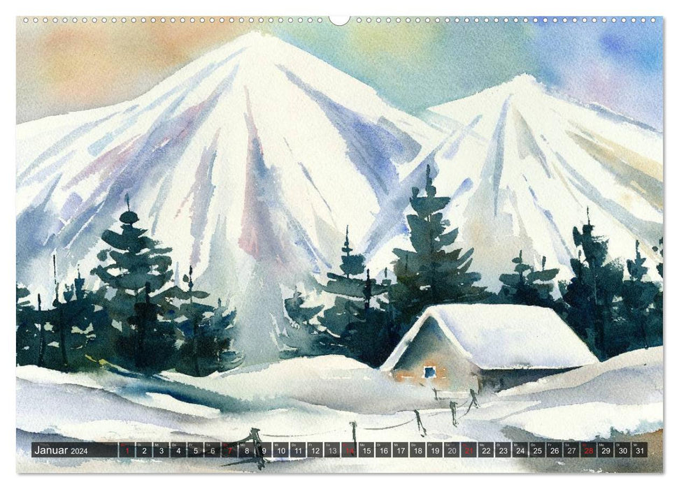 Landscape in watercolor (CALVENDO Premium Wall Calendar 2024) 