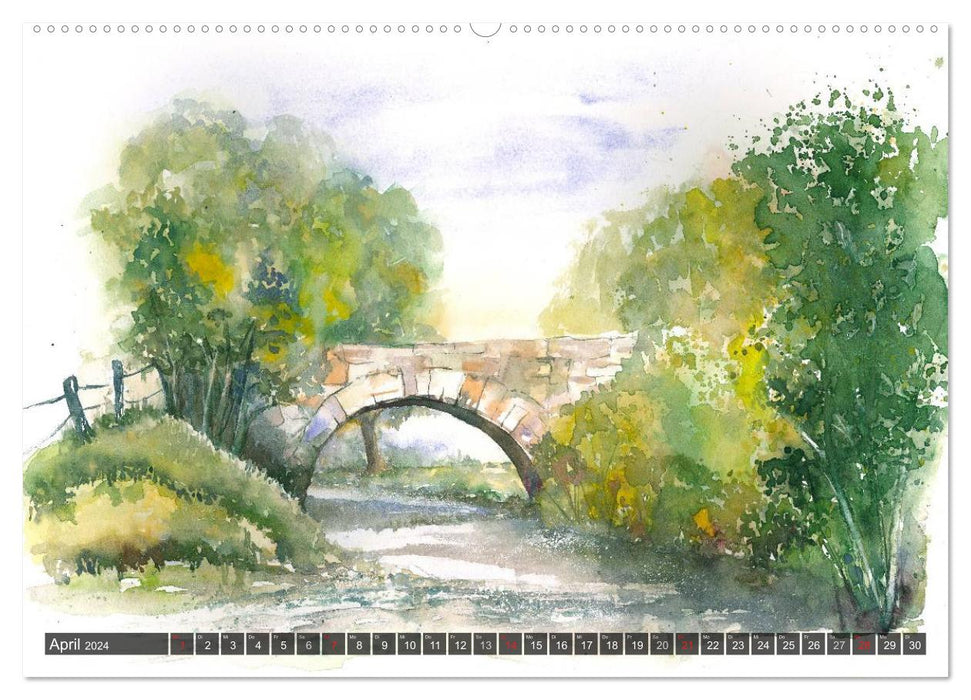 Landscape in watercolor (CALVENDO Premium Wall Calendar 2024) 
