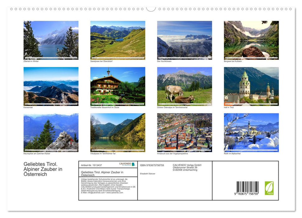 Beloved Tyrol. Alpine magic in Austria (CALVENDO Premium Wall Calendar 2024) 