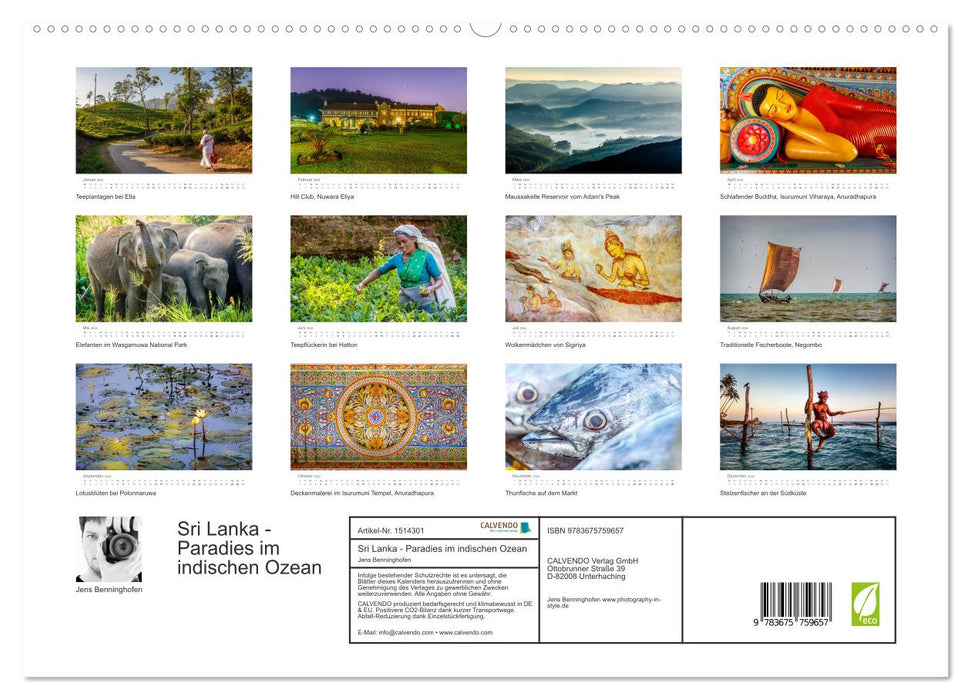 Sri Lanka - Paradies im indischen Ozean (CALVENDO Premium Wandkalender 2024)