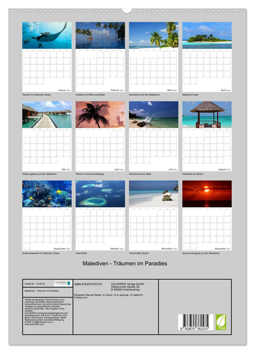 Maldives – Rêver au paradis (Calvendo Premium Wall Calendar 2024) 