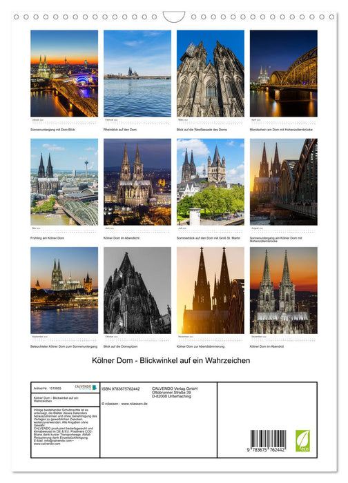 Kölner Dom - Blickwinkel auf ein Wahrzeichen (CALVENDO Wandkalender 2024)