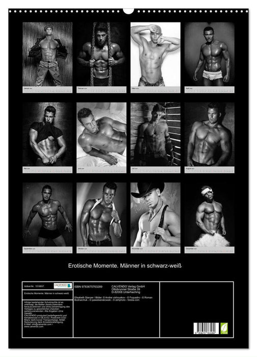 Erotische Momente. Männer in schwarz-weiß (CALVENDO Wandkalender 2024)