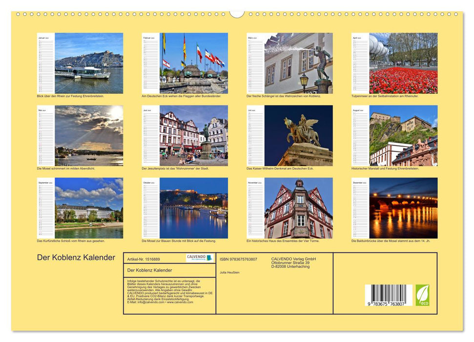 Der Koblenz Kalender (CALVENDO Premium Wandkalender 2024)