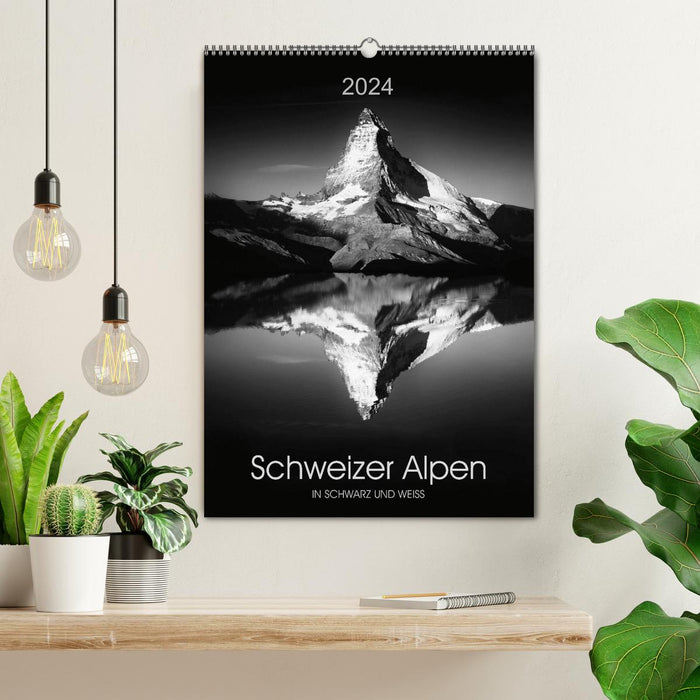 SWISS ALPS in black and white (CALVENDO wall calendar 2024) 