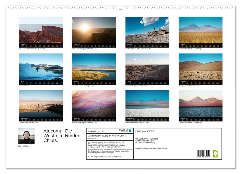 Atacama : Le désert du nord du Chili (Calendrier mural CALVENDO 2024) 