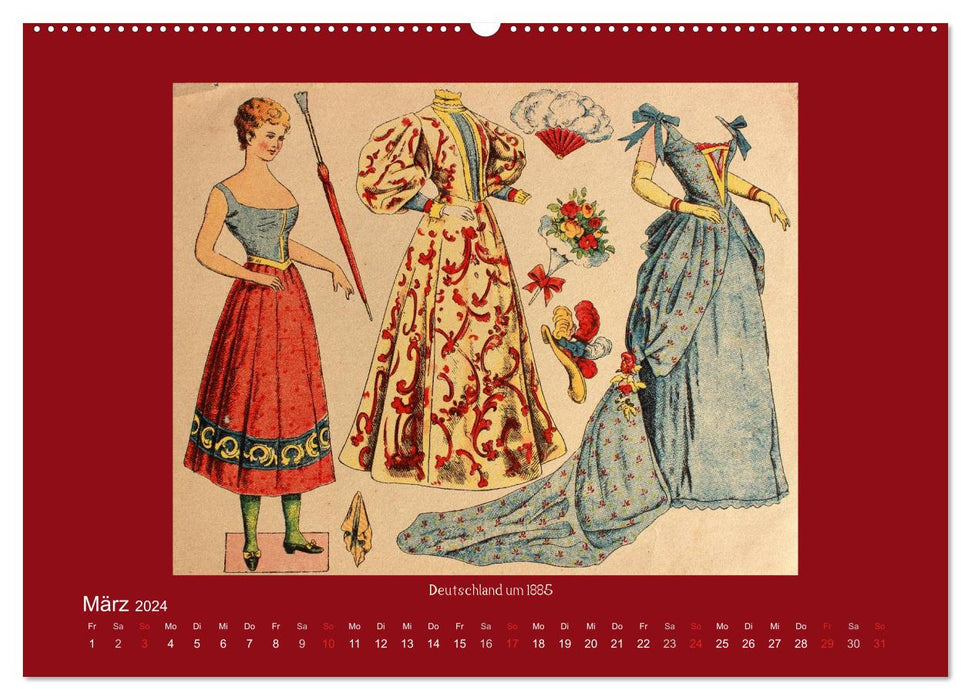 Alte europäische Ankleidepuppen aus Papier (CALVENDO Premium Wandkalender 2024)