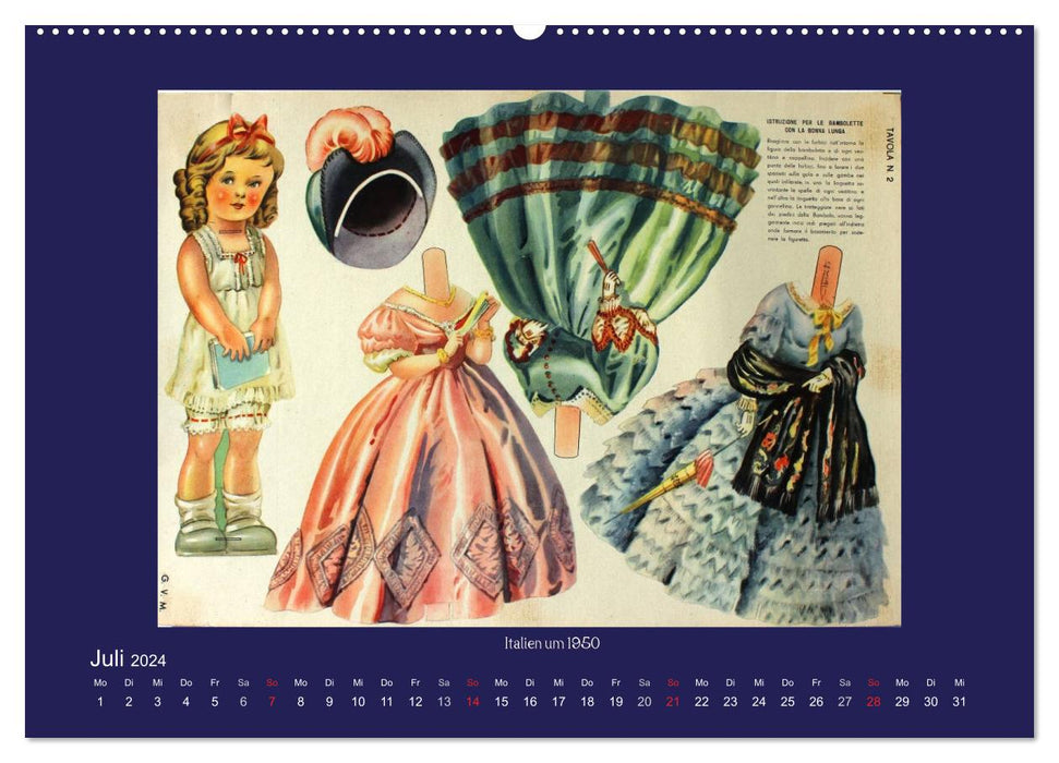Alte europäische Ankleidepuppen aus Papier (CALVENDO Premium Wandkalender 2024)