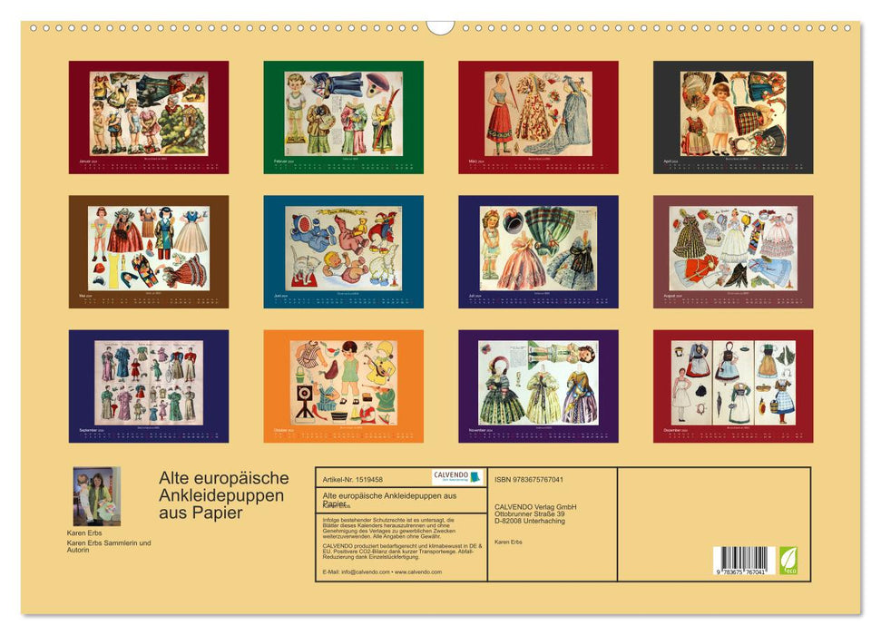 Alte europäische Ankleidepuppen aus Papier (CALVENDO Wandkalender 2024)