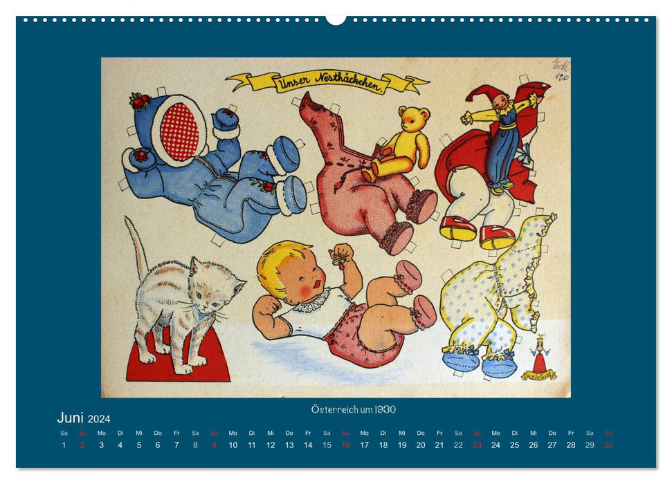 Alte europäische Ankleidepuppen aus Papier (CALVENDO Wandkalender 2024)