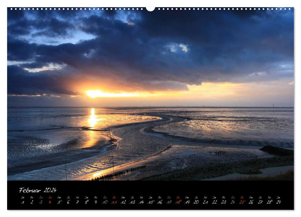 Sonnenuntergänge an der Nordseeküste (CALVENDO Premium Wandkalender 2024)