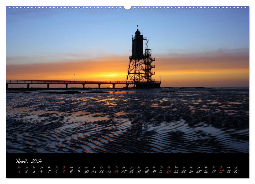 Couchers de soleil sur la côte de la mer du Nord (Calendrier mural CALVENDO Premium 2024) 