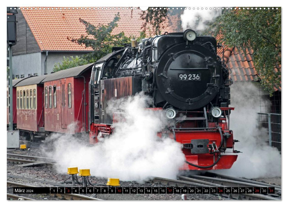 Le Brockenbahn - À toute vapeur à travers le Harz (Calendrier mural CALVENDO Premium 2024) 