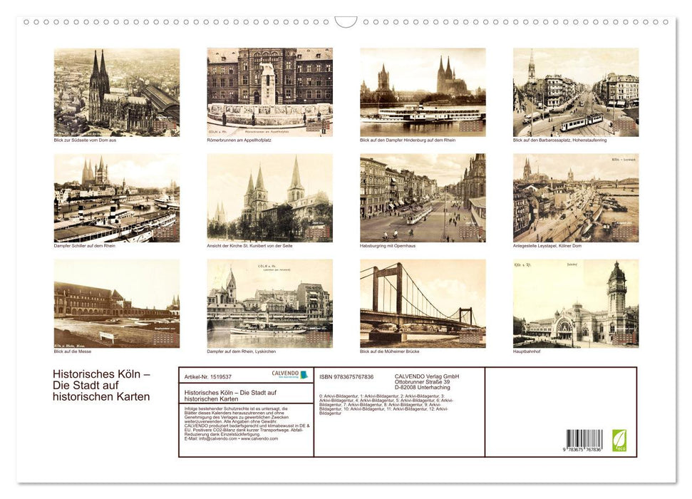 Historisches Köln – Die Stadt auf historischen Karten (CALVENDO Wandkalender 2024)