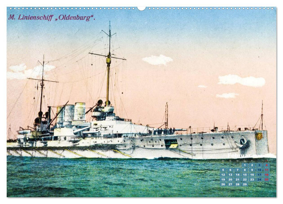 Fregatten, Kreuzer, Panzerschiffe – historische Karten von Kriegsschiffen (CALVENDO Wandkalender 2024)