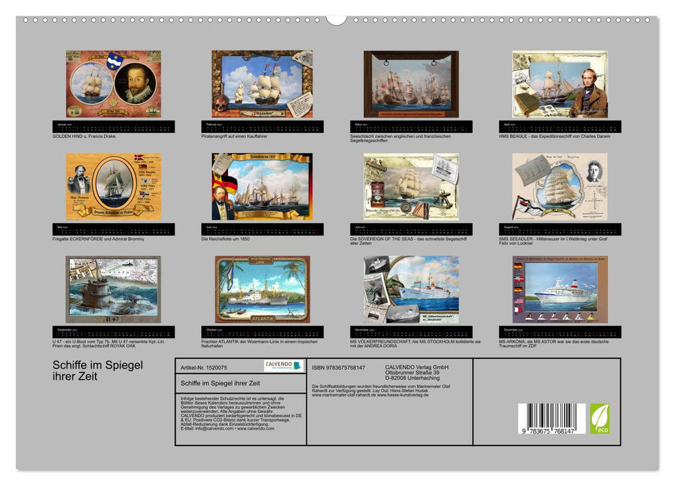 Schiffe im Spiegel ihrer Zeit (CALVENDO Premium Wandkalender 2024)