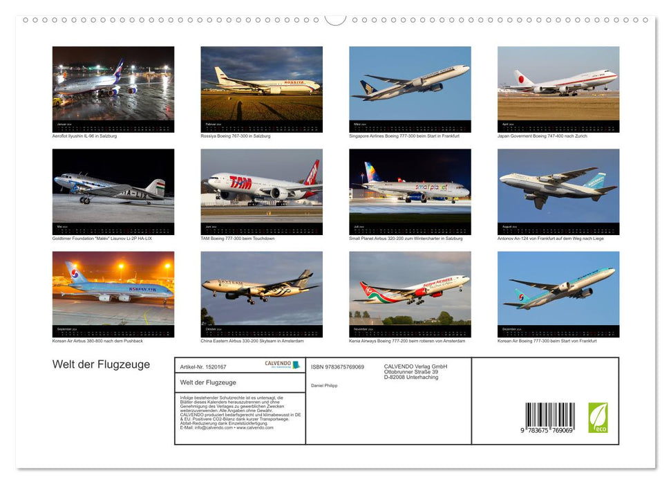 Welt der Flugzeuge (CALVENDO Premium Wandkalender 2024)