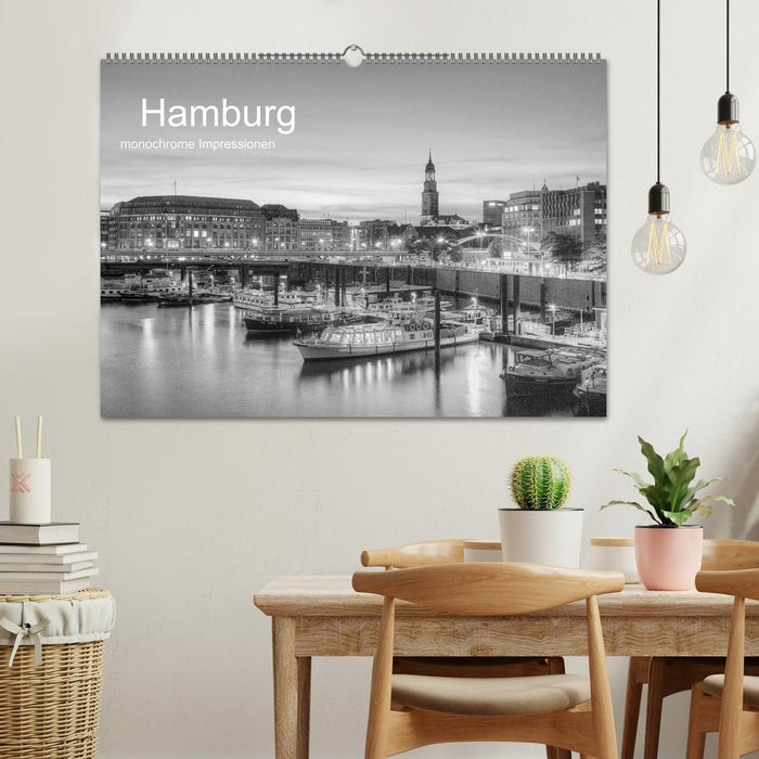 Hamburg monochrome Impressionen (CALVENDO Wandkalender 2024)