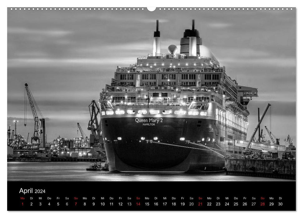 Hamburg monochrome Impressionen (CALVENDO Wandkalender 2024)