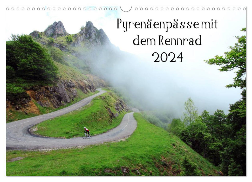 Pyrenäenpässe mit dem Rennrad 2024 (CALVENDO Wandkalender 2024)
