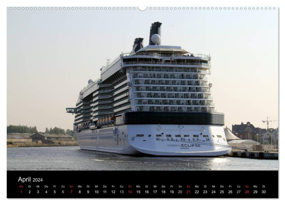 Cruiseliner in Warnemünde (CALVENDO Wandkalender 2024)
