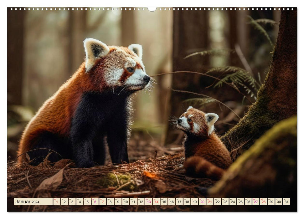 Roter Panda - gefährdeter Katzenbär (CALVENDO Wandkalender 2024)