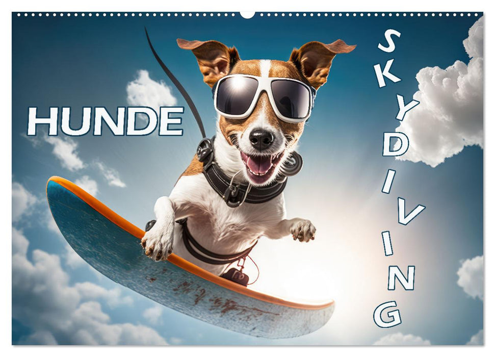 Hunde Skydiving (CALVENDO Wandkalender 2024)