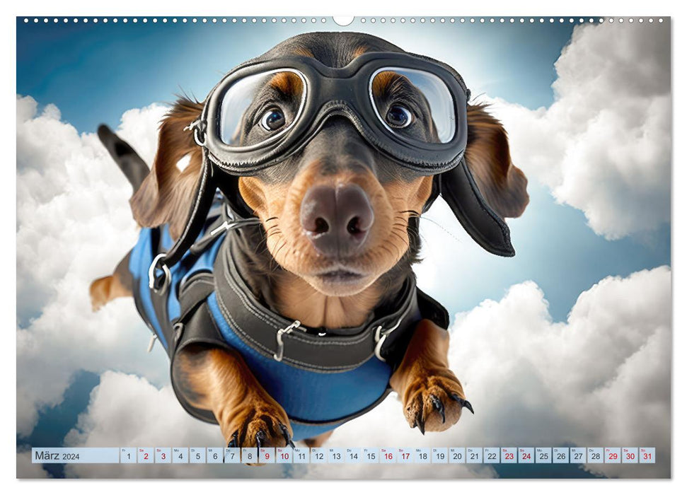 Hunde Skydiving (CALVENDO Wandkalender 2024)
