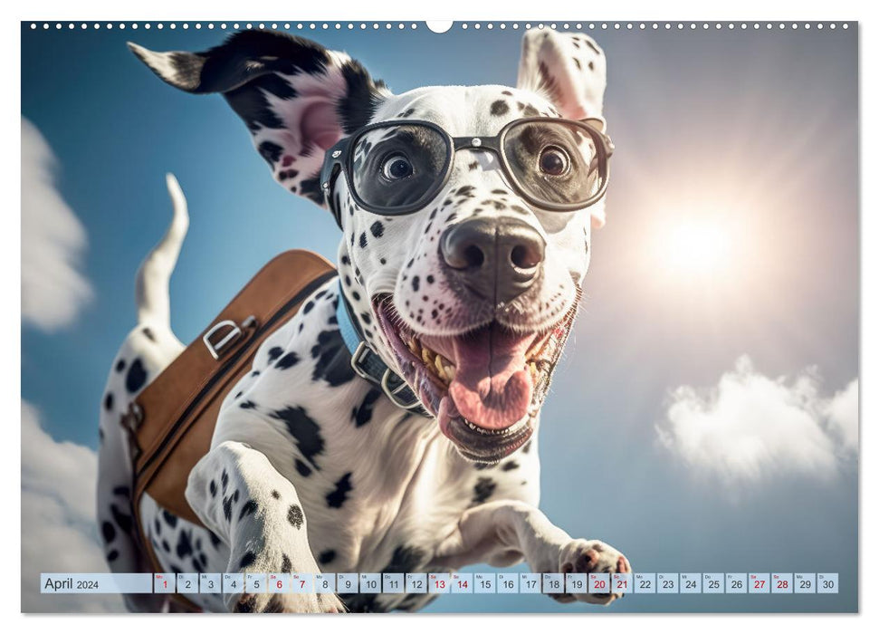 Hunde Skydiving (CALVENDO Premium Wandkalender 2024)