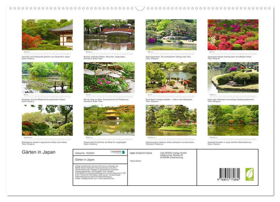 Gärten in Japan (CALVENDO Premium Wandkalender 2024)