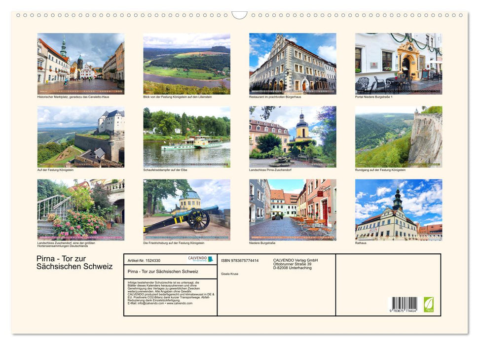 Pirna - Gateway to Saxon Switzerland (CALVENDO wall calendar 2024) 