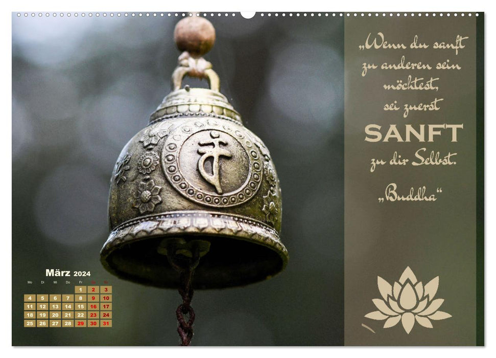 Mots éclairants, sagesse de la vie de Gautama Bouddha par VogtArt (Calendrier mural CALVENDO Premium 2024) 