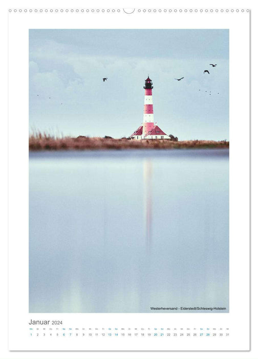 Lighthouses on the North Sea coast (CALVENDO wall calendar 2024) 