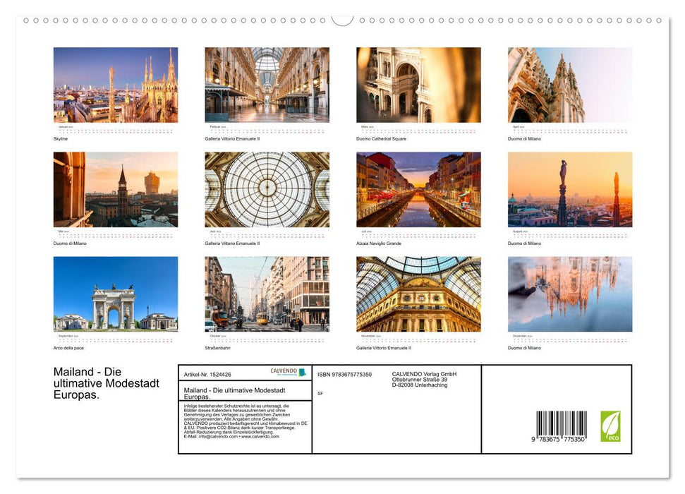 Milan – La ville de la mode par excellence en Europe. (Calendrier mural CALVENDO Premium 2024) 