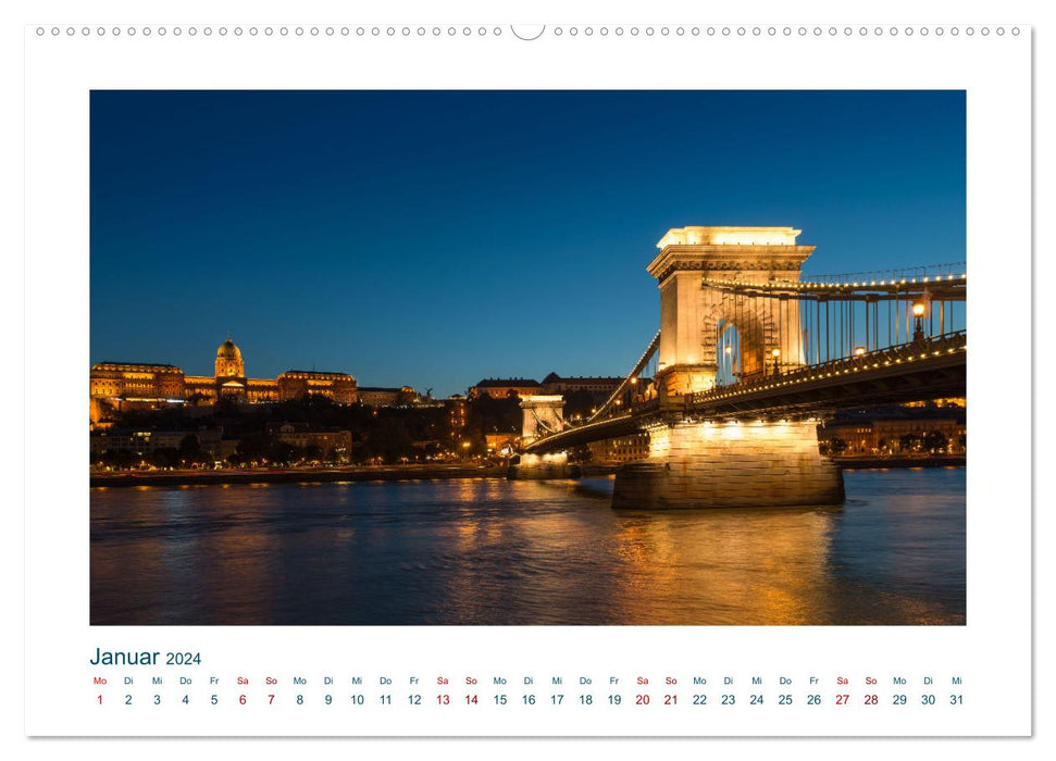 Budapest: zwischen Parlamentsgebäude und Burgpalast (CALVENDO Premium Wandkalender 2024)