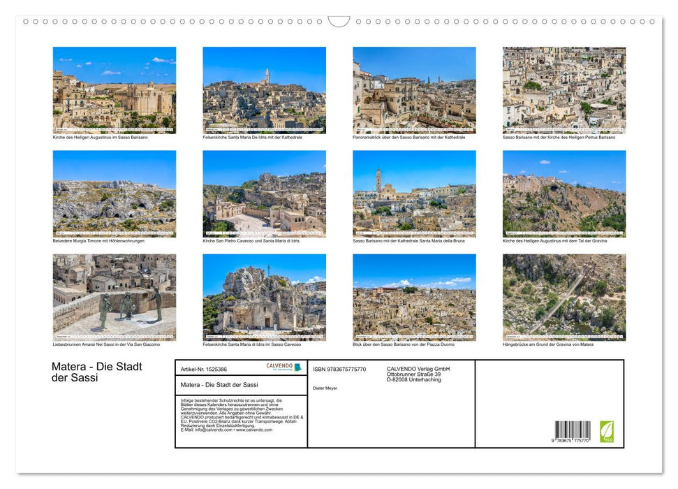 Matera - Die Stadt der Sassi (CALVENDO Wandkalender 2024)