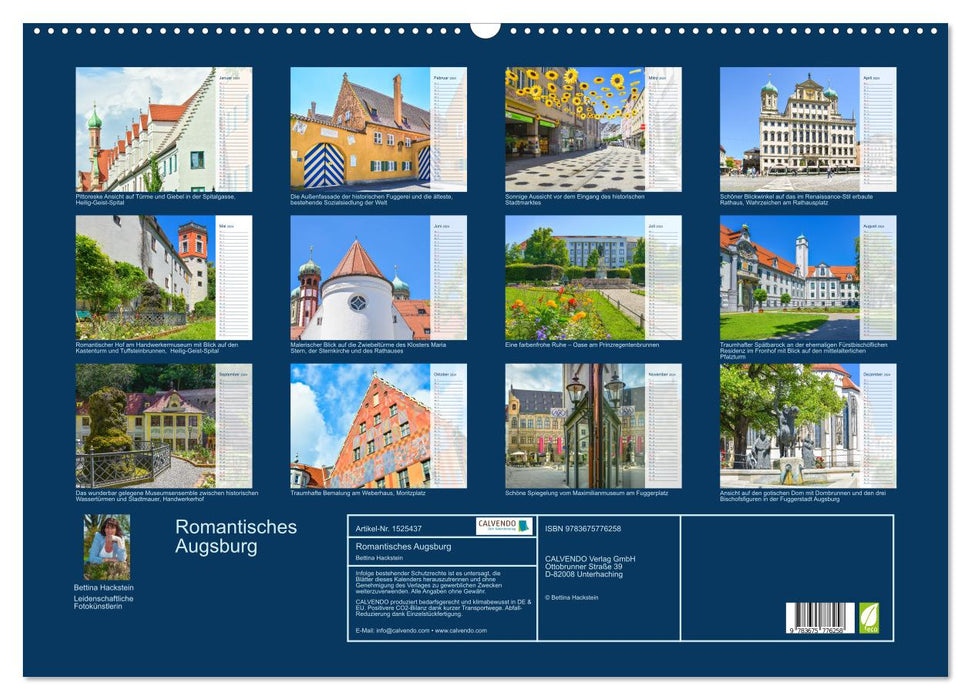 Romantisches Augsburg (CALVENDO Wandkalender 2024)