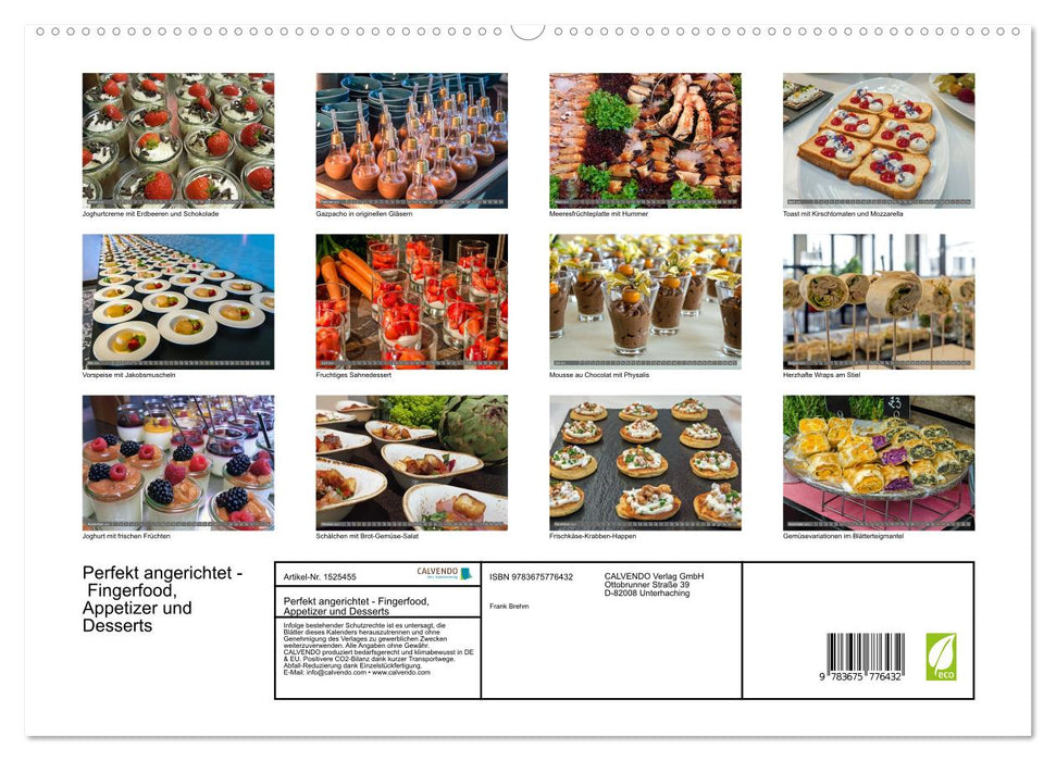 Perfekt angerichtet - Fingerfood, Appetizer und Desserts (CALVENDO Premium Wandkalender 2024)