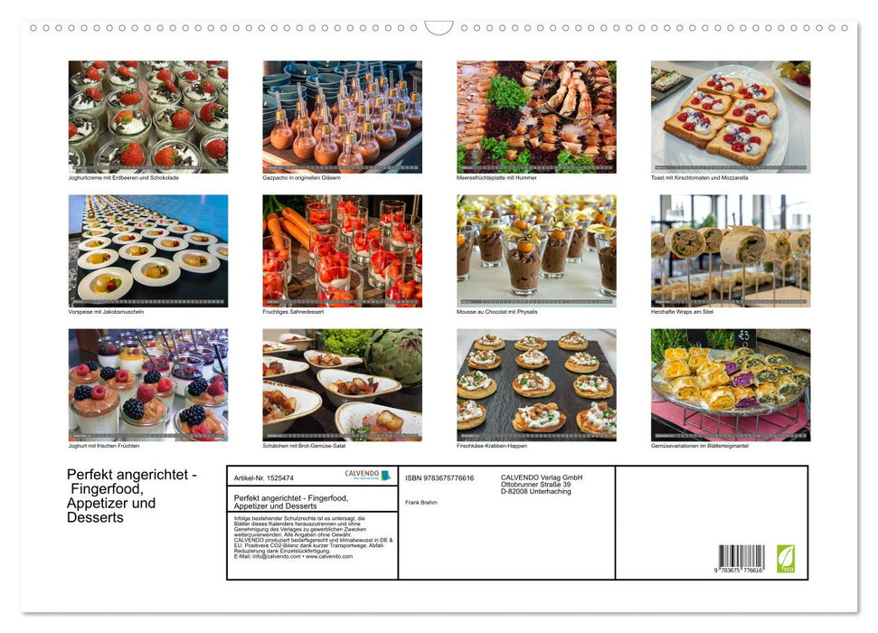 Perfekt angerichtet - Fingerfood, Appetizer und Desserts (CALVENDO Wandkalender 2024)