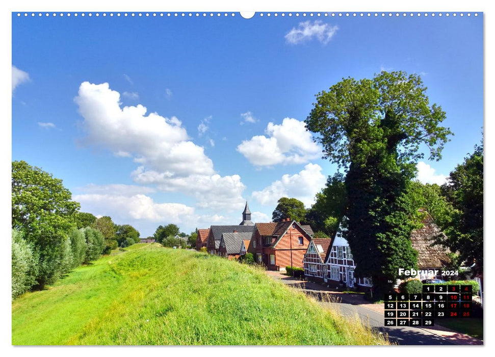 Krummendeich - Idylle de village sur l'Elbe (calendrier mural CALVENDO 2024) 