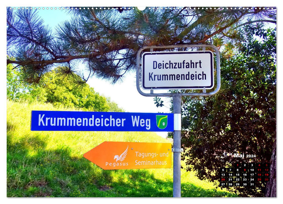 Krummendeich - Idylle de village sur l'Elbe (calendrier mural CALVENDO 2024) 