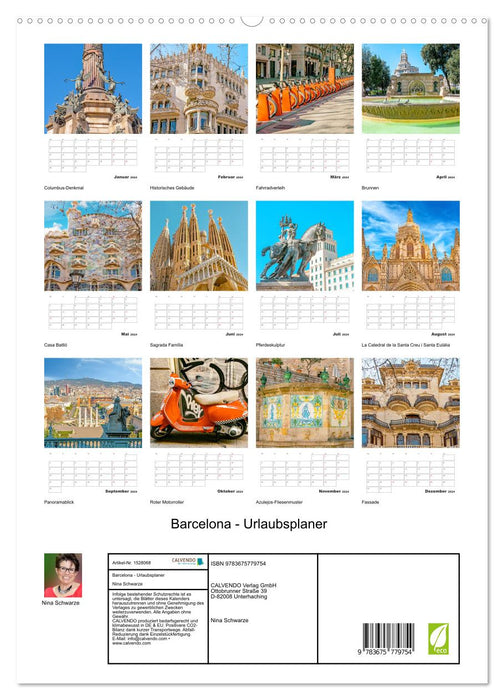 Barcelona - Urlaubsplaner (CALVENDO Premium Wandkalender 2024)