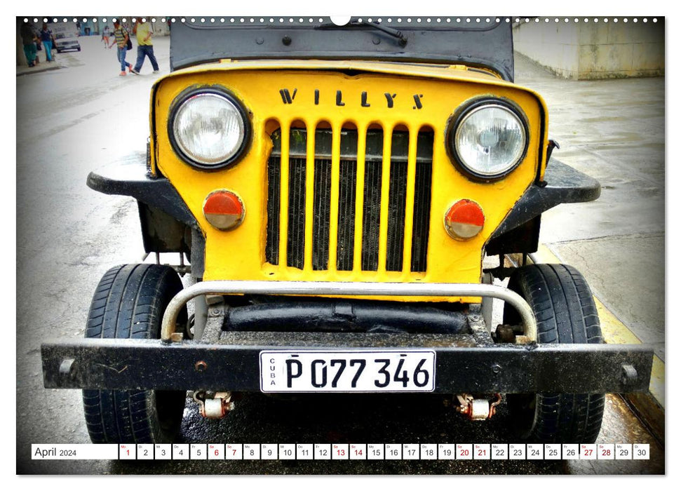 Willys Jeep - Eine amerikanische Legende auf Kuba (CALVENDO Premium Wandkalender 2024)