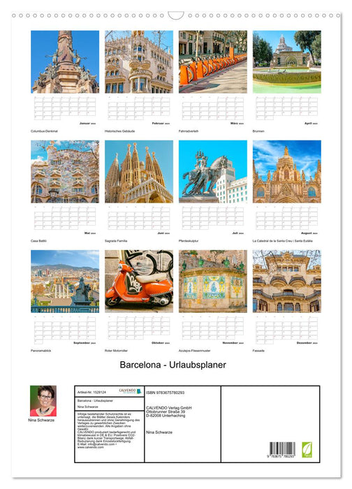 Barcelona - Urlaubsplaner (CALVENDO Wandkalender 2024)