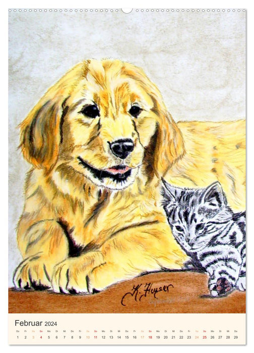 Hunde - Bezaubernde Portraitzeichnungen (CALVENDO Wandkalender 2024)