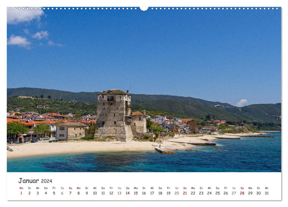 Ouranopoli - À la frontière avec la République monastique d'Athos (Calendrier mural CALVENDO Premium 2024) 