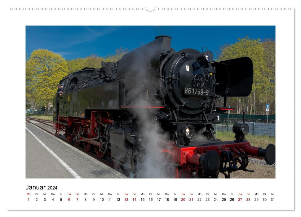 Steam locomotive on Usedom (CALVENDO Premium Wall Calendar 2024) 