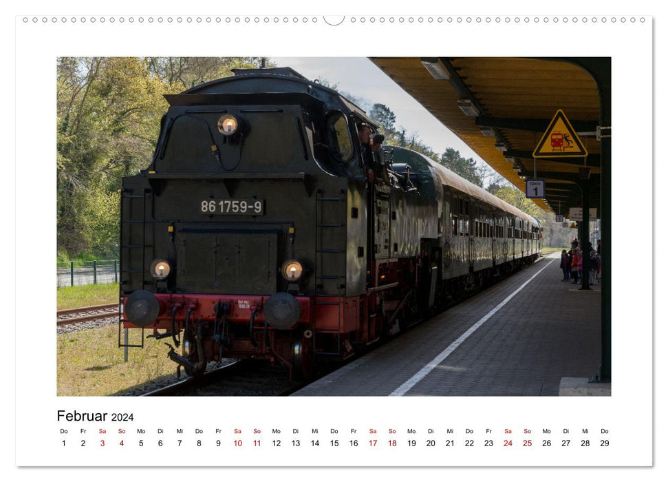 Locomotive à vapeur sur Usedom (Calendrier mural CALVENDO Premium 2024) 