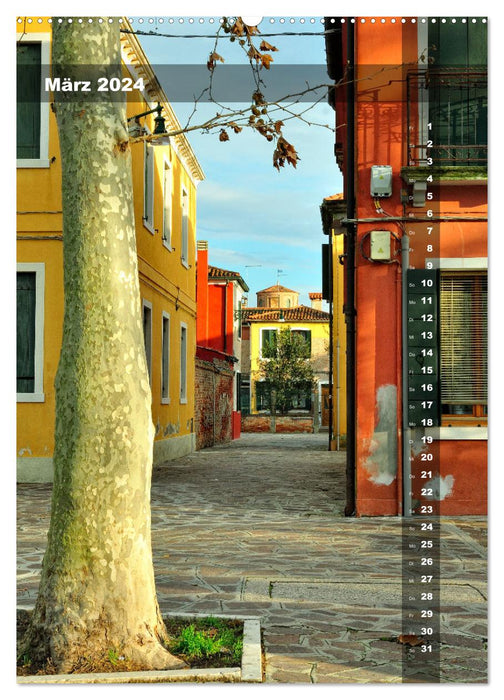 L'isola di Burano - Ein Spaziergang über die farbenfrohe Insel (CALVENDO Premium Wandkalender 2024)
