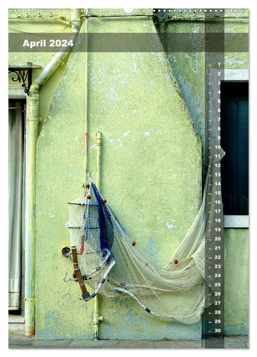 L'isola di Burano - Une promenade à travers l'île colorée (Calendrier mural CALVENDO Premium 2024) 